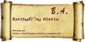 Batthyány Aletta névjegykártya